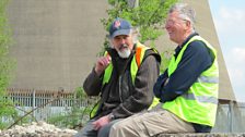 Tom Fort speaking with Ken Theakestone at Willington Power Station