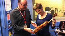 Isabelle Faust showing Andrew the ‘Sleeping Beauty’ Stradivari violin from 1704 while they were recording this week’s interview