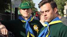 Barnie and James as Scouts