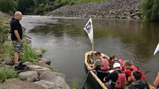 The team assessing the Jackfield rapids