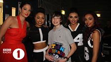 Tulisa and Little Mix meet Teen Hero George backstage at Radio 1's Teen Awards