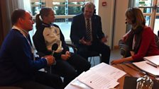 Sir Trevor Brooking takes calls at St Georges Park