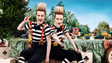 Jedward as Tweedledum and Tweedledee - Asda's Mad Hatter's Tea Party is encouraging people to bake cakes to raise money