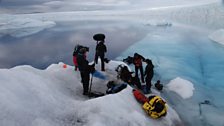 Diving a blue lake