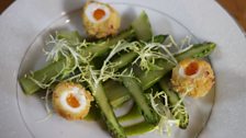 Monica's Asparagus Salad and Crispy Quail's Eggs