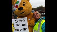 Pudsey apologies for holding the traffic up!