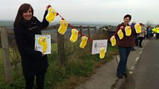 Supporters with Pudsey bunting