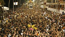 The massive crowd at the Salvador Carnival in Brazil