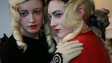 Models prepare backstage