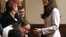 Kate meets dignitaries inside Guildhall.