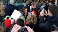 The Duke and Duchess meet crowds waiting at Peterborough City Hospital.