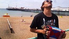 Dev does some experimental busking in Brighton