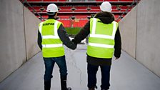 Hand in hand, Chris and Dave finally come out... of the Wembley tunnel!