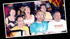 ... and here's how our faces looked on the mummy-themed roller coaster ride