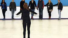 The team and competition winners get ready to race across the ice