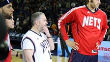 Chris ponders the tactics of the offensive strategy, with Brook Lopez of the Nets