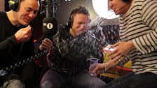 Olly Murs gives Beccy a drenching during Innuendo Bingo!