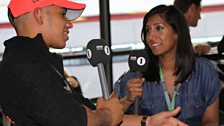 Tina chats to F1 champion Lewis Hamilton.