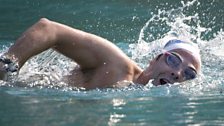 David puts his training to the test with a swim.