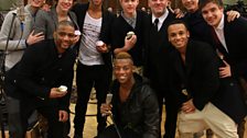 Chris with his boyband family