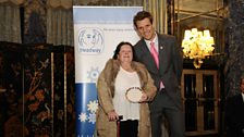 Hilary Liddle, "Campaigner of the Year" with Headway Vice President James Cracknell