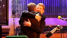 Chris gets a hug from James Corden