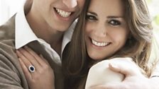 One of the official engagement portraits of Prince William and Catherine Middleton