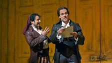 Rodion Pogossov as Figaro and Alek Shrader as Count Almaviva