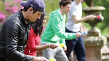 The egg and spoon race kicks off proceedings, and Vernon's quick to get himself "in the zone".