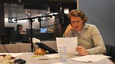 Julian Rhind-Tutt, who plays Lewis Carroll, recording his narrations