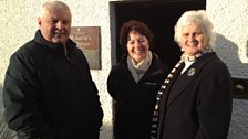 John McKenna from National Trust Scotland, Helen Mark and local historian Sandra Affleck at J.M. Barrie's Birth Place.