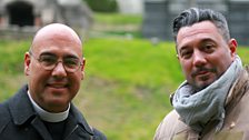 Huey meets with Father Berto from the Church of Intercession where Clement Clarke Moore is buried