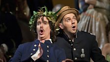 Kevin Burdette as Stefano and Iestyn Davies as Trinculo