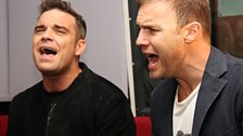 Robbie Williams & Gary Barlow in the Live Lounge - 7 October 2010 - 2