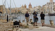 Behind the Ssenes - Filming a piece to camera in Senglea...