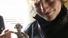 Tom was just 'thrilled' with his knitted monkey prize