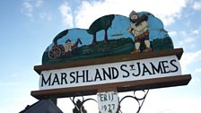 Tom Hickathrift on the Marshland St James village sign