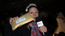 Becky had to try on a tiara to earn the treasure