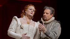 Elza van den Heever as Elisabetta and Matthew Polenzani as Leicester in Donizetti's "Maria Stuarda."