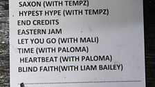 The setlist!