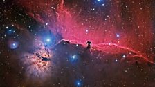 Orion flame and horsehead nebula