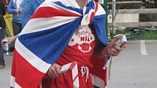 The Royal Wedding Street Party is covered with Union Jacks and royal-themed outfits