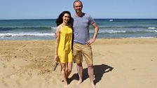 Aoibhinn and Joe on the beach in Malta