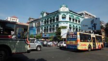 Busy street scene, downtown Rangoon