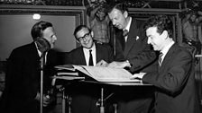 Benjamin Britten at a recording of Billy Budd