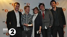 Best Album winners Bellowhead with Cerys Matthews, who presented the award