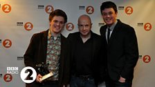 Young Folk Award winners Greg Russell & Ciaran Algar with John McCusker who presented the award