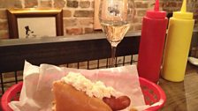 Lunch? A hotdog and a glass of bubbles please...