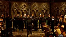 De Profundis from Cambridge in action, singing Morales in St John's College Chapel, taken by Mark (Cambridge)