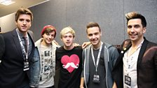 Louis, Niall and Liam with Greg and Russell Kane